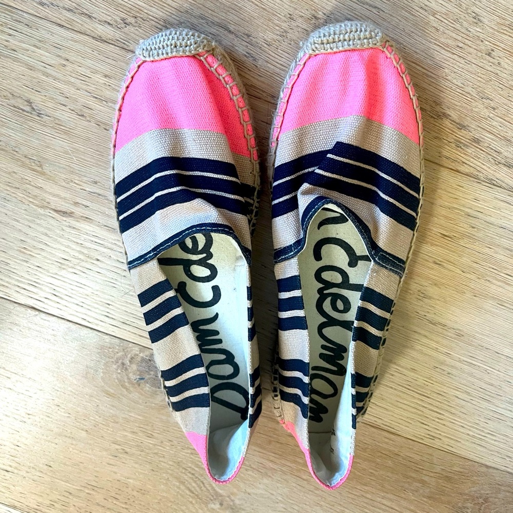 Sam Edelman Striped Espadrille with Neon Pink